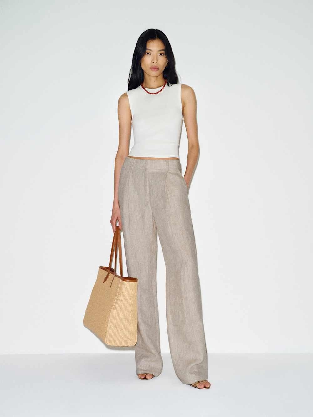 Reformation Alex Linen Mid Rise Pant